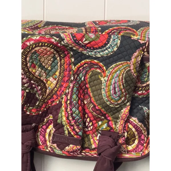 Vera Bradley Mesa Red Gathered Satchel Paisley Quilted Cotton Bag - Image 3