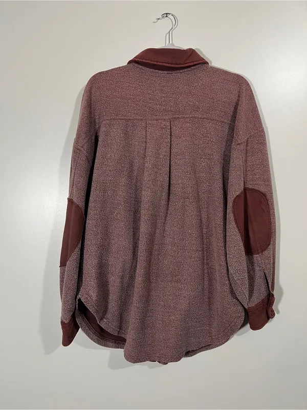 Free People Ruby Jacket in Maroon Reddish Brown Size Medium Elbow Patches - Image 4