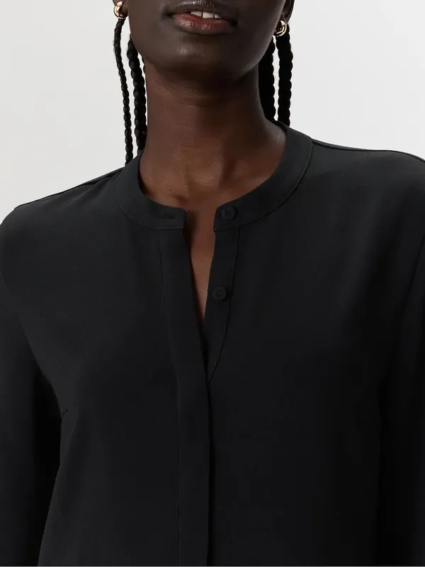 Quince | Fluid Crepe Shirt Dress in Black, XS - Image 2