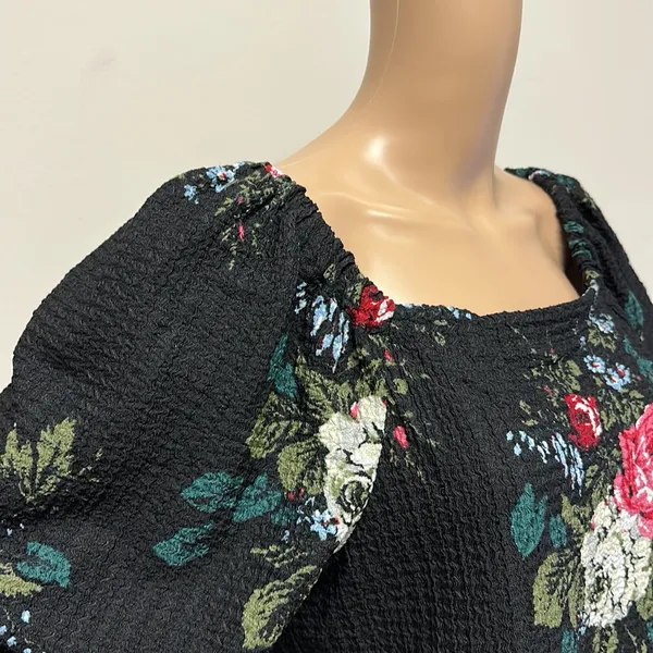 NWT Loft Long Puffed Sleeve Puckered Floral Top - Image 6