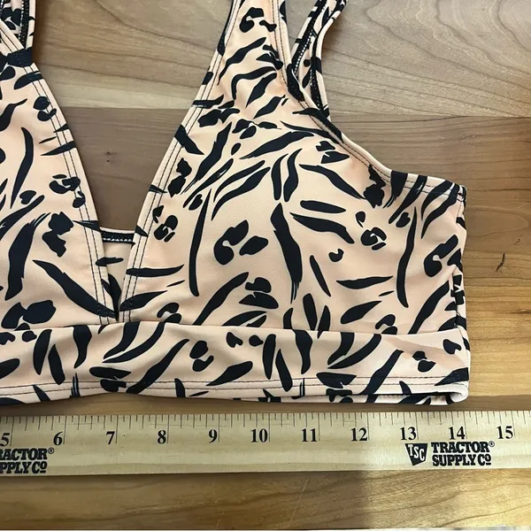 Zaful Animal Print Plunge Bikini‎ Top Tan Black Size 8 NEW - Image 5