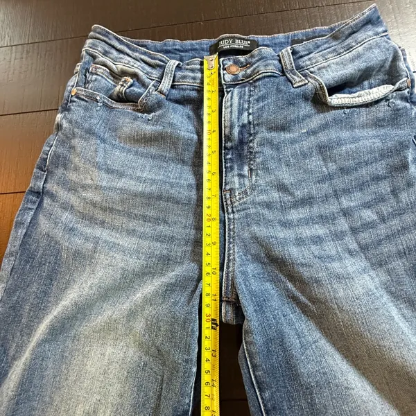 Judy Blue Wide Leg Crop Jeans Womens 11/30 Blue Distressed Raw Hem JB88592 Denim - Image 9