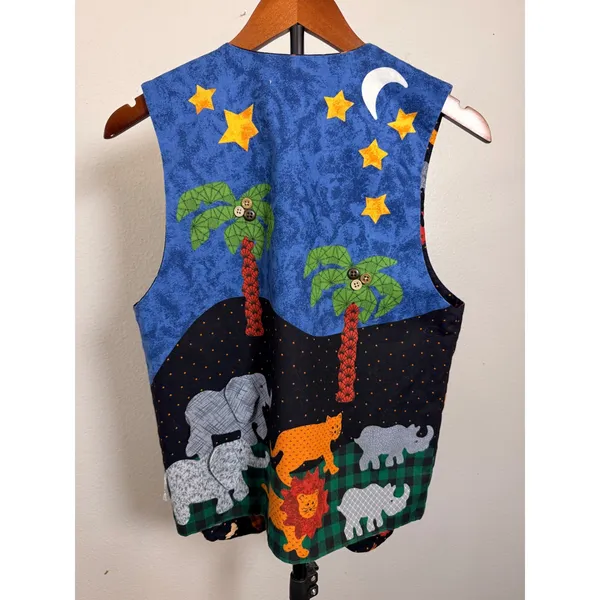 Handmade Noahs Ark Reversible Quilted Patchwork Animal Vest Multi-Color - Image 5