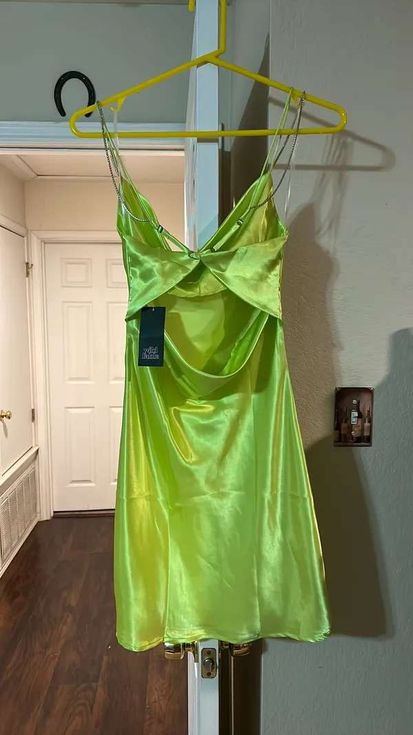 Wild Fable Lime Green Satin Dress - Image 5