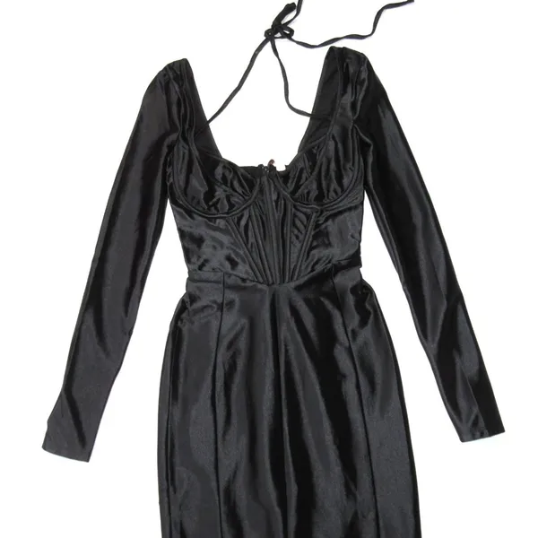 NWT House Of CB Grazia in Black Disco Satin Corset Fitted Mini Dress S Plus Cup - Image 8
