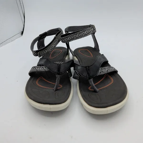 ECCO Cruise Sport Sandals Womens Black Leather Strappy Geometric‎ Print 37 6-6.5 - Image 3