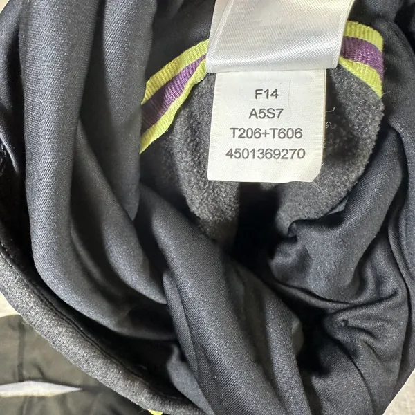 The North Face Funnel Neck Grey Sweatshirt Womens L Hooded Neon Green Stitching - Image 8
