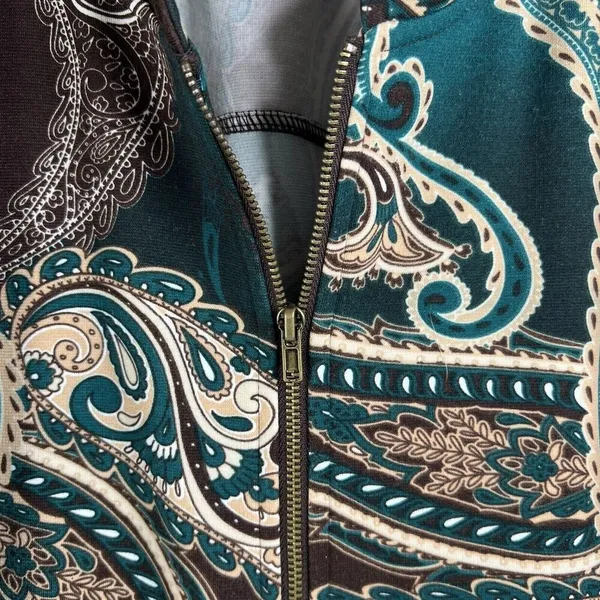 Chico's 3 US 16 XL Jacket Paisley Print Full Zip Stretch Long Sleeve lightweight - Image 3