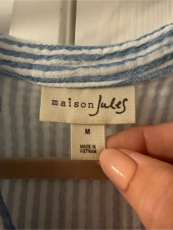 Maison Jules Blue and White Striped Tiered Casual Dress - Image 2