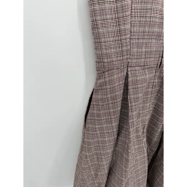 Modcloth A-Line‎ Dress Small Maroon Plaid Sleeveless Pockets Academia Clueless - Image 8