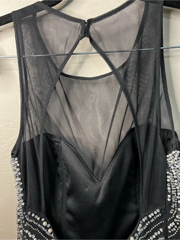 Blondie Nites Stacy Sklar 56671 Black Pearl Embellished Open Back Mini Dress - Image 8