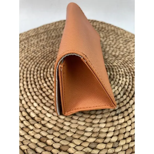 * Tory Burch Saffiano Leather Orange Eye Reading Glasses Case Gold Logo Snap - Image 4