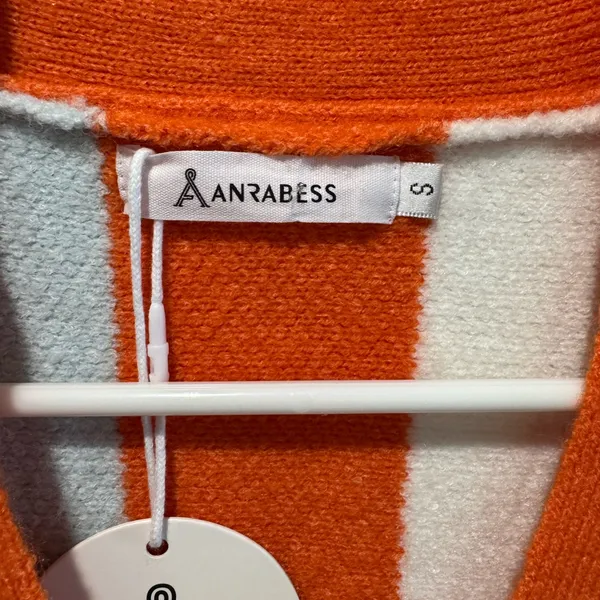 Anrabess orange & Blue chunky striped button cardigan Oversized size small - Image 2