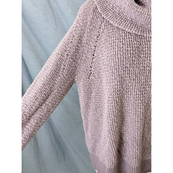 Free People By Your Side Mauve Chunky Cowl Neck Oversized Sweater Small - Image 3