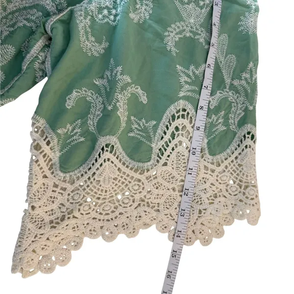 Democracy Green Embroidered Crochet Lace Boho Tunic Top Blouse Size 2X Festival - Image 10