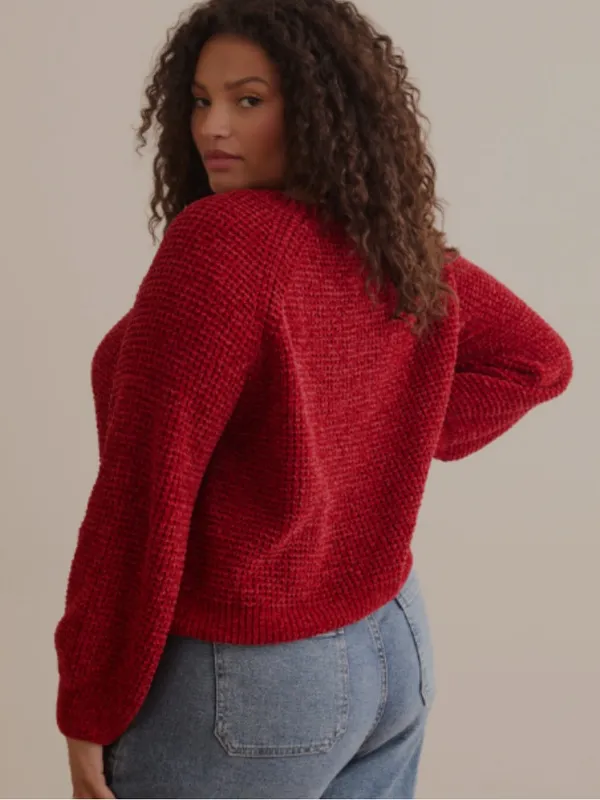 Arula Haisley Deep Red Chenille Waffle Sweater NWT 1X - Image 2