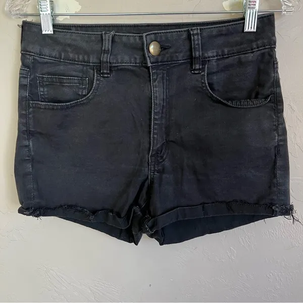 AEO Faded Black Super Super‎ Stretch Hi Rise Shortie Denim Jeans - Image 2