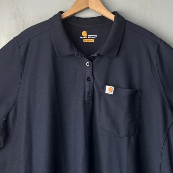 Carhartt Polo Shirt Womens Plus Size 2X Navy Blue Relaxed Fit Preppy Tech Casual - Image 2