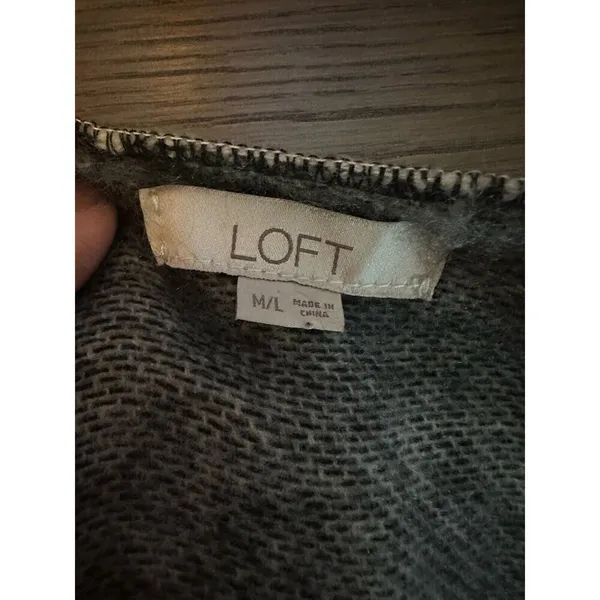 LOFT Poncho Cape Knit Sweater Ivory/Black Windowpane Check Acrylic Size M/L - Image 5