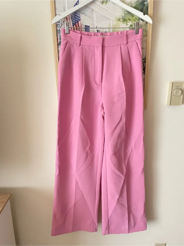 Abercrombie & Fitch Pink Sloane Tailored Premium Crepe Wide Leg Pants 6/28 - Image 3