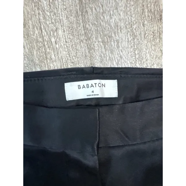 Aritzia Babaton Black Satin Cargo‎ Pants High Rise Adjustable Buckle Hem Size 4 - Image 3