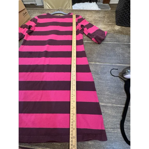 Patagonia Women 3/4 Sleeve Sender Stripe‎ Mini Dress Pink Organic Cotton Medium - Image 7