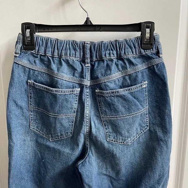 Free People Chloe Baby Barrel Jeans‎ Women XS Blue Boho Elastic Back Distress - Image 7