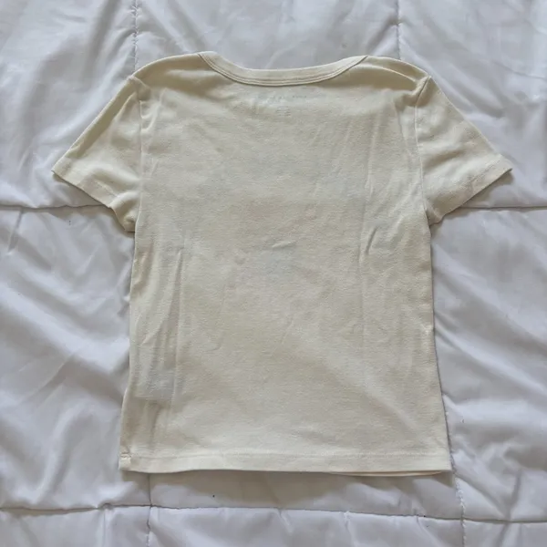American Eagle Cropped Baby Tee Womens Small White Floral Cotton Summer‎ Hippie - Image 6