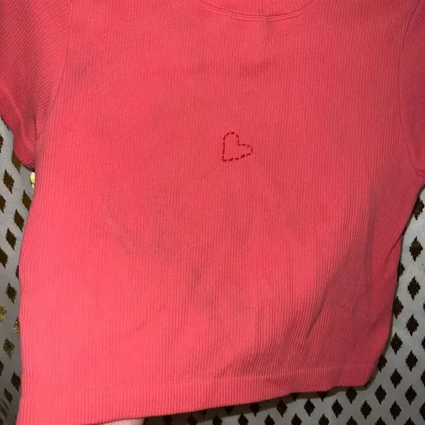 Joylab ribbed crop top pink coral shirt size XL - Image 2
