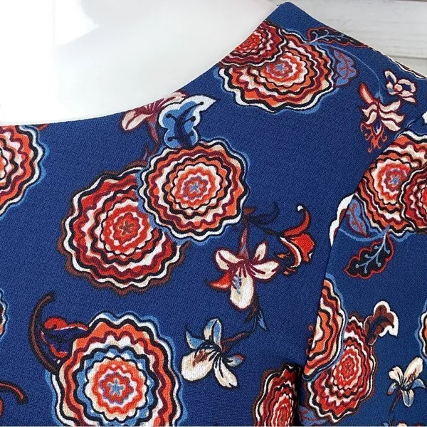 Zara Trafaluc Sheath Dress Floral Long Sleeve‎ Blue Size XS - Image 5