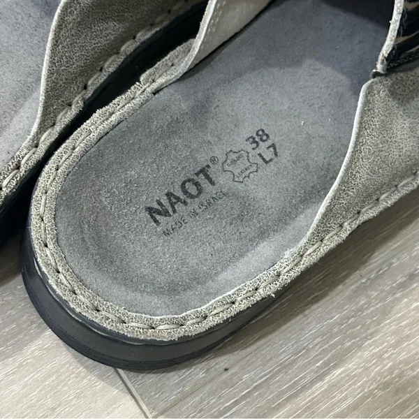 NAOT Leather Mules Clogs Zafra Grey Speckled Beige Women’s Sz 7‎ US 38EU - Image 5
