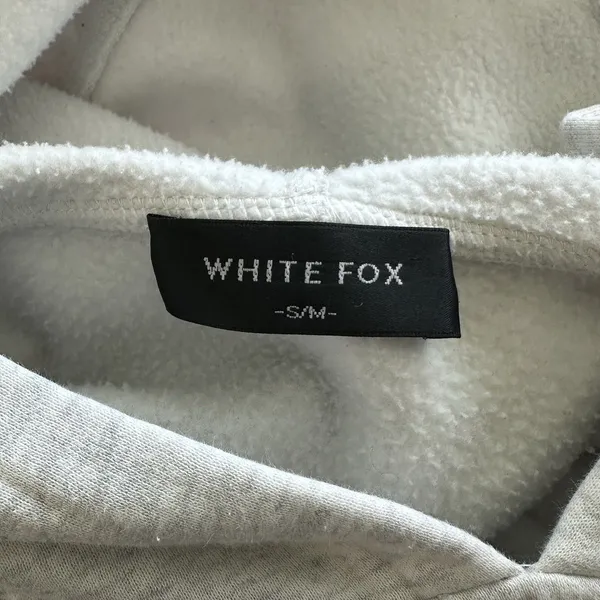 White Fox Comfort Club Hoodie S/M White Mist Pink Logo Oversized Pullover Fleece - Image 3