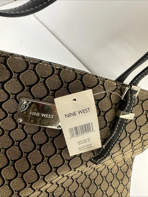 Nine West Tan and Black Geometric Tote - Image 7