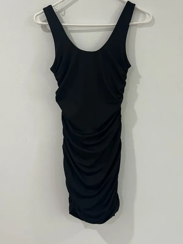 Oh Polly Black Ruched Bodycon Midi Dress Y2K Going Out - Image 4