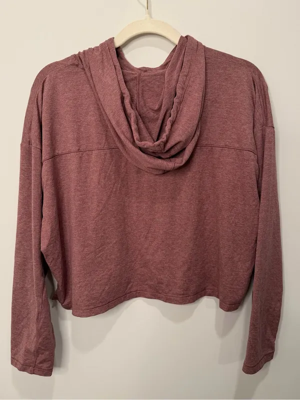 Girlfriend Collective Heathered Cropped Lightweight‎ Hoodie Size Medium - Image 3