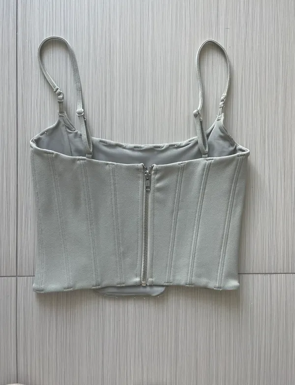 White Fox Living Large Bustier Top in Sage - Image 3