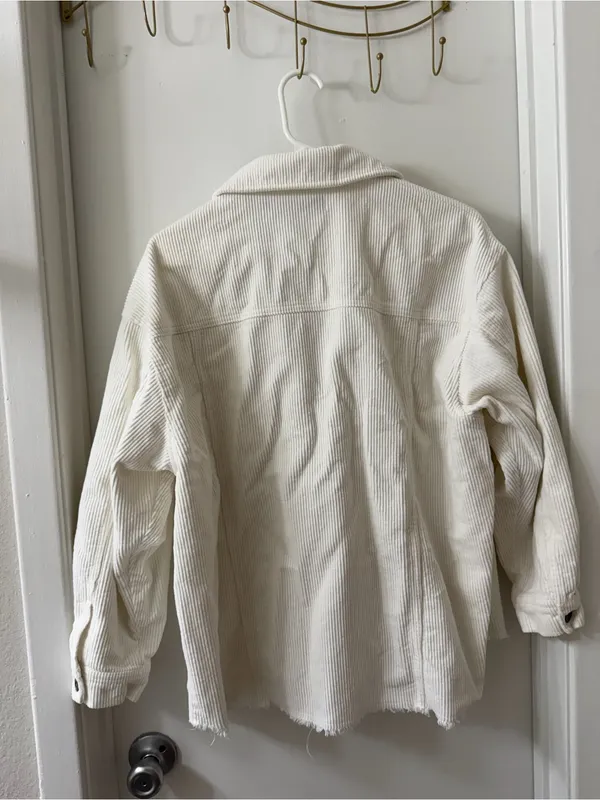 Zara White Corduroy Shacket Jacket - Image 4