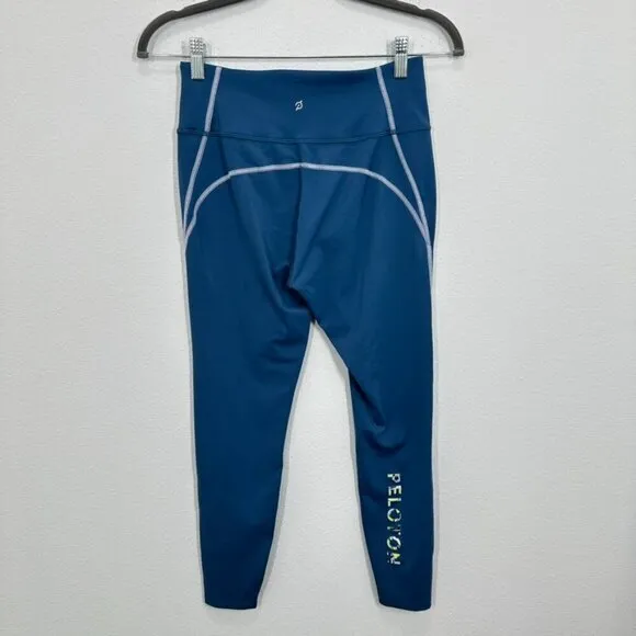 Peloton Women's Size Medium 7/8 Leggings Running Spinning Cycling Blue Logo‎ - Image 5