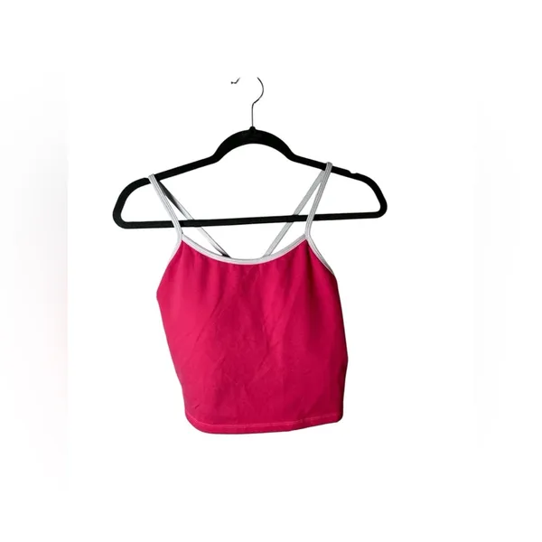 Senita Athletics Ava Crop Top S Dragonfruit Pink White Criss Cross Sports‎ Bra - Image 4