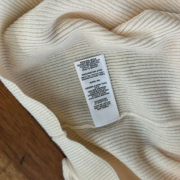 Vineyard vines Cream popover open collar knit polo Sweater poly wool blend M - Image 5