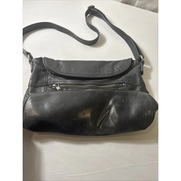 The Sak Black 100% Leather‎ Purse Handbag Bag Magnetic Flap Foldover Soft - Image 11