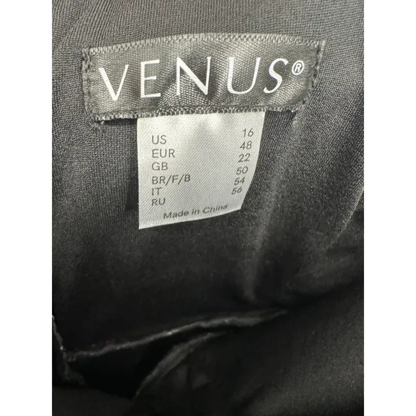 Venus Black Floral Jacquard Strapless Jumpsuit with Overskirt‎ Sequin Size 16 - Image 6