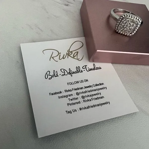 RIVKA FRIEDMAN Twisted Bezel Pavé CZ Ring, Silver Rhodium Plated, Size 6,‎ NWT - Image 10