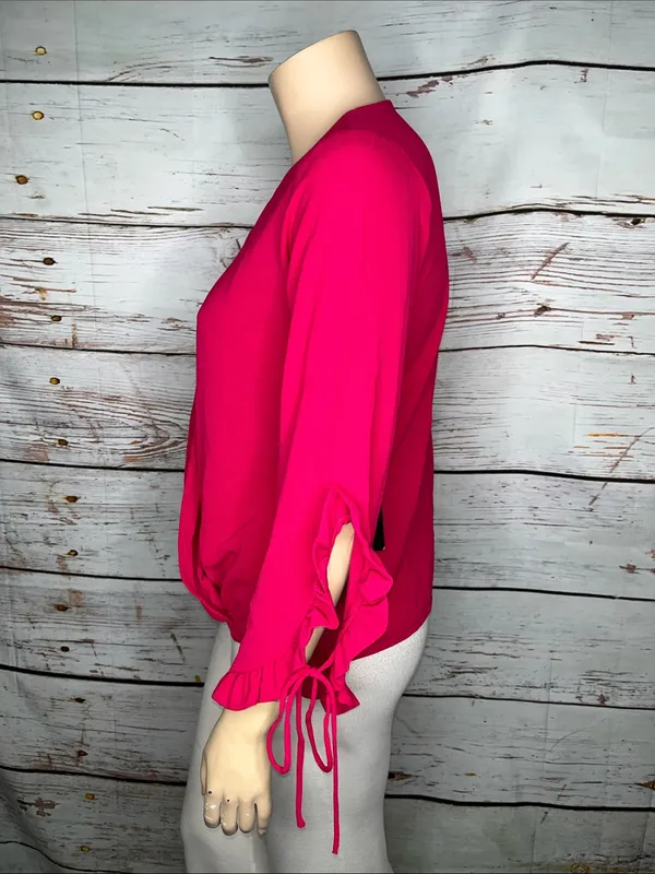 Bob Mackie Boutique NWT Size XL Fuchsia Pink Surplice V-Neckline Blouse Top - Image 2