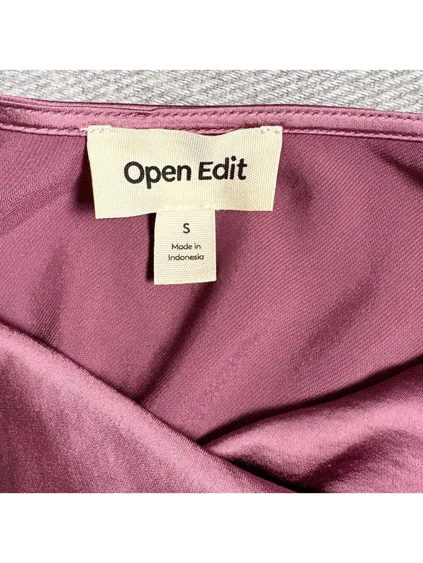Open Edit Burgundy Satin Cami Crop Top S 🍷 - Image 2