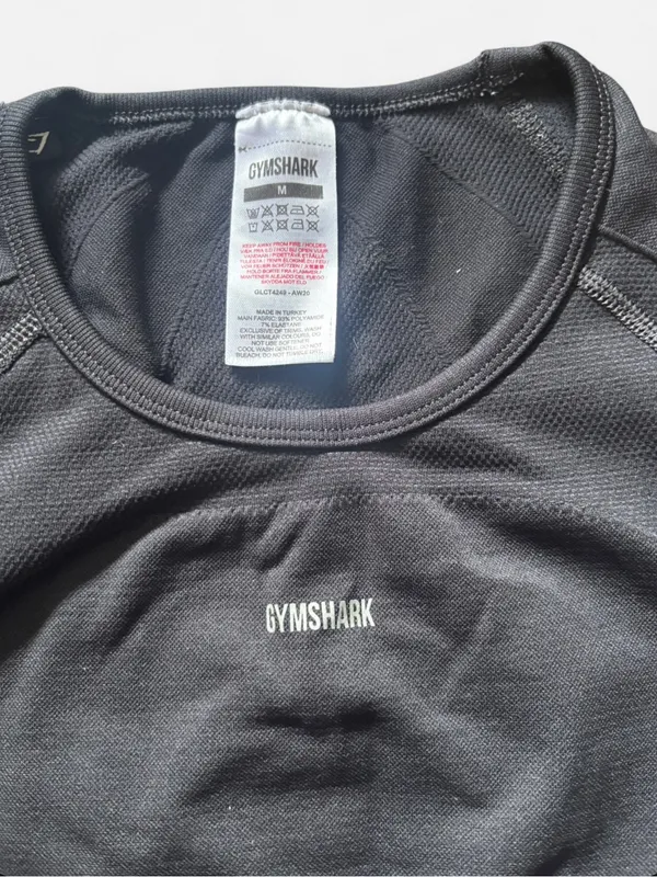 Gymshark Black Flex Sports Long Sleeve Crop Top Athletic Fitness Women’s Size M - Image 6