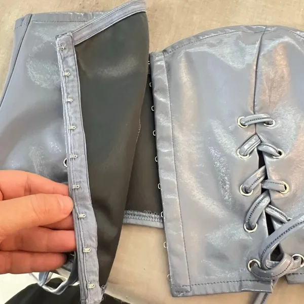 🔥🔥 5/$25 sale 🔥🔥 Tic Toc Light Blue Patent Leather Lace Up High Key Flirt Corset - Image 10