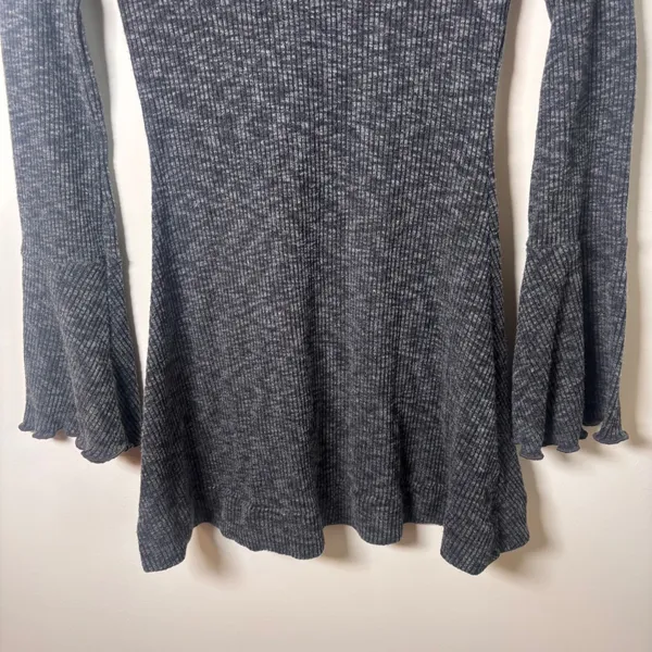 Abercrombie & Fitch Tunic Shirt Sz XS 90s‎ Bell Sleeve Ribbed Gray Heathered - Image 6