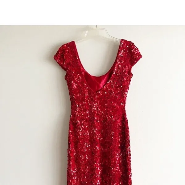 Scala Red Sequin Mini Dress - Image 4