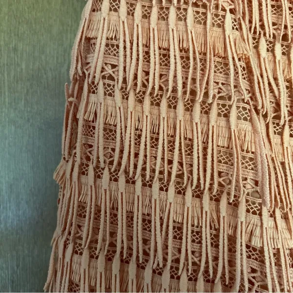Anthropologie Let Me Be Fringed Tube Mini Dress in Orange Size Medium - Image 3